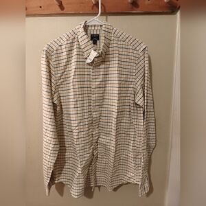J.Crew Flex Oxford Shirt Medium Blue Grid Pattern